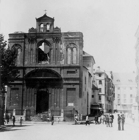 Iglesia de La Merced tras un incendio en 1931.
